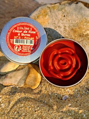 Baume lèvres rouge naturel – Hydratant au karité & chanvre bio
