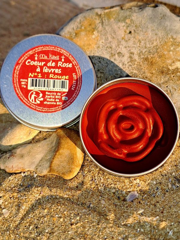 Baume lèvres rouge naturel – Hydratant au karité & chanvre bio