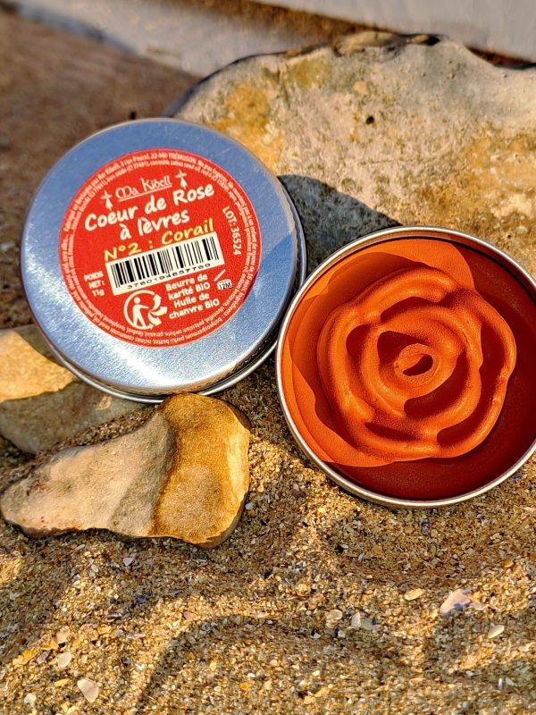 baume à lèvres corail naturel en forme de rose – Ma Kibell