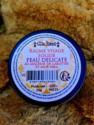 Baume visage solide peau délicate chanvre carotte aloe vera