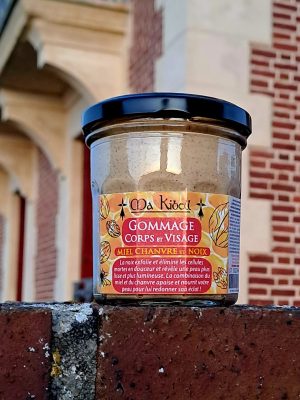 gommage corps visage miel chanvre noix 200ml peau douce hydratée