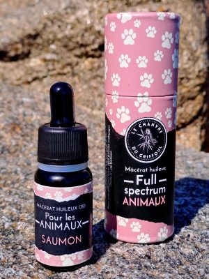 Macérât huileux CBD bio pour animaux goût saumon – 10 ml – Le Chanvre du Griffoul